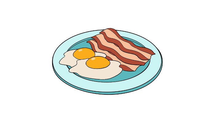 How to Draw Bacon and Eggs